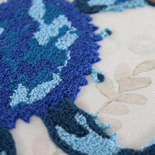 JWH Blue Crab Embroidered Throw Pillow Cover, Summer Pillowcase, 18x18 Inch - Image 6