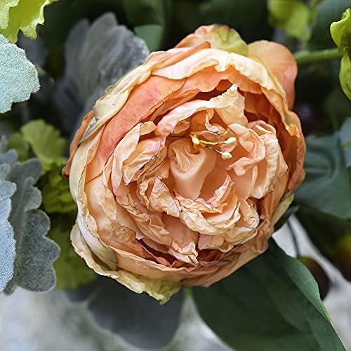 FiveSeasonStuff Vintage Dusty Coral Pink Peonies — Artificial Silk Flowers with Intentional Aged, Naturally Textured Petals, 6 Stems - Image 2