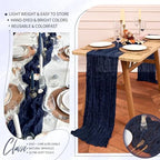 18 Pack Cheesecloth Table Runner 10FT Navy Blue Table Runner Boho Gauze Cheese Cloth Table Runners Long Rustic Sheer Table Decorations for Wedding Party Baby Bridal Shower Birthday Holiday Home - Image 5