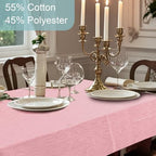 Pink Table Cloths for Dining Table, 1PC 60"x84" Rectangle Tablecloth (Seats 6-8) - Cotton Polyester, Fade Resistant & Washable, Luxury Table Cover for Romantic Dinner & Valentine's Day, Bow Jacquard - Image 5