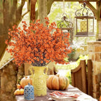 Uieke 30Pcs Artificial Fall Flowers Babys Breath Flower Bulk Fake Orange Silk Flowers Artificial Gypsophila Bouquet Floral for Home Festival Wedding Party Décor - Image 4