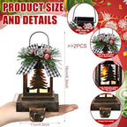 Therwen 2 Pcs Christmas Stocking Holders Lantern, LED, Xmas Tree, Bronze - Image 2