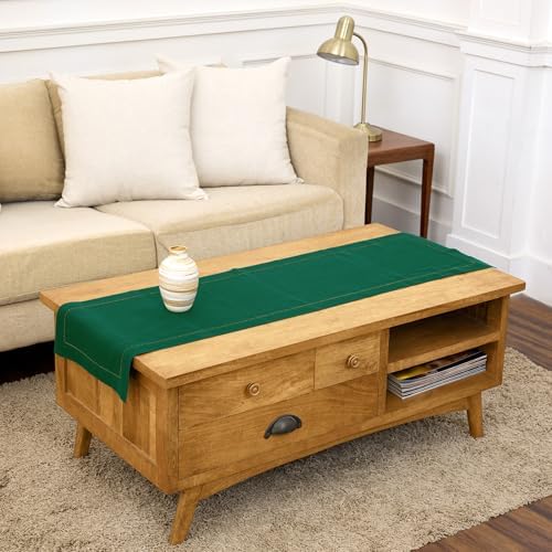 Solino Home 100% Pure Linen Table Runner Rainforest Hemstitch, 14 x 60 in by SolinoHome