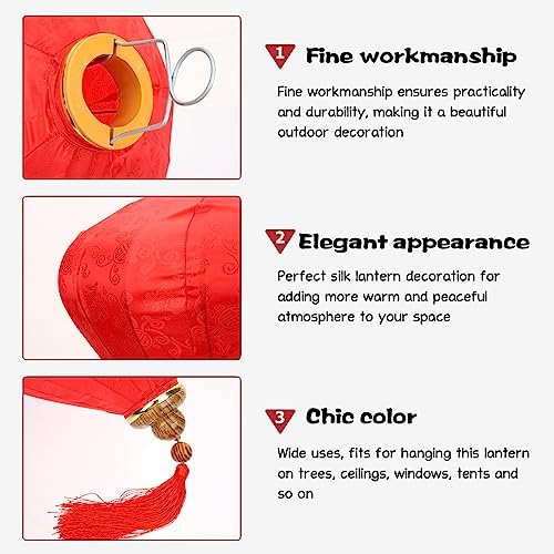 Alipis Vietnamese Water Drop Lantern 25.6 Inch Silk Fabric Hanging Lantern for Wedding Party Garden Festival Indoor Outdoor Decorative Lampshade - Image 5