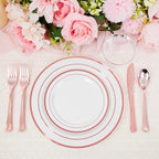 WELLIFE 300 PCS Rose Gold Disposable Dinnerware Set for 50 Guests - Image 7
