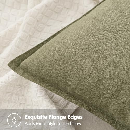 MIULEE Decorative Linen Pillow Covers 20x20 Inch Light Olive Green - Image 2