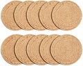 Natural Water Hyacinth Woven Placemats Plate Chargers Set of 10, Rattan Wicker Table Mats for Dinner Plates, Boho Farmhouse Rustic Place Mats for Dining Table Decor (13.8inch) by Unknown