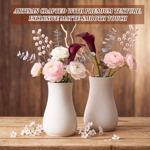 Tioncy 15 Pack White Ceramic Bud Vases Bulk Boho Small Flower Vase White Ceramic Vases for Centerpieces for Dry Flowers Pampas Grass Home Wedding Table Decor (3.9"*2.76", Minimalist) - Image 4