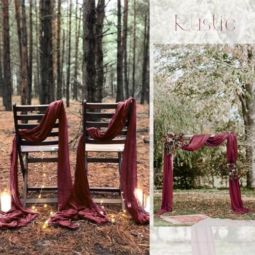 20 Pack Burgundy Table Runner 10Ft Burgundy Cheesecloth Table Runner Boho Gauze Table Runners Long Romantic Sheer Fabric Cheese Cloth Table Runners for Wedding Party Bridal Shower - Image 6