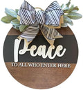 Wood front door sign Wood sign Home decor Welcome sign Sign for front door House warming gift Wedding gift (Peace -DS020(A64) S005, 22" Width) by Unknown