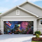 7 * 16ft Vibrant Puerto Rico Garage Door Banner, Tropical Island Style Decor Flag, Retro Castle Pattern Photo Backdrop, Cultural Pride Background for Outdoor Festival Holiday Garage Door Decoration - Image 7