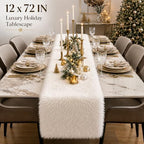 Faux Fur Table Runner 12x72 Inch White Christmas Table Decor - Image 2