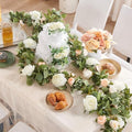 Artificial Flower Garland 5.4ft Floral Rose Vine Decor, White Flower by PONKING