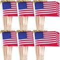 Tegeme 80 Pack Bulk Small American Flags on Stick, Wooden Pole Spear Tip by Tegeme