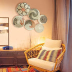 Boho Wall Basket Decor Set of 6 - Hanging Woven Basket Wall Decor, Handcrafted Round Flat Seagrass Baskets Wall Art, for Modern、Farmhouse、Home - Unique Modern Wall Basket Decor - Image 3