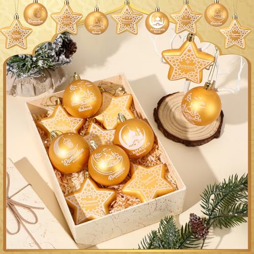 36 Pcs Eid Al Adha Decorations Eid Mubarak Decorations Ramadan Hanging Gold Moon Ornaments Plastic Star Ramadan Islamic Decor for Home Window Islamic Muslim Tree Party Decor - Image 4