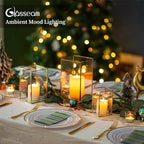 Glasseam Gold Hurricane Candle Holder for Pillar 3Pcs Square Lanterns Decor - Image 2