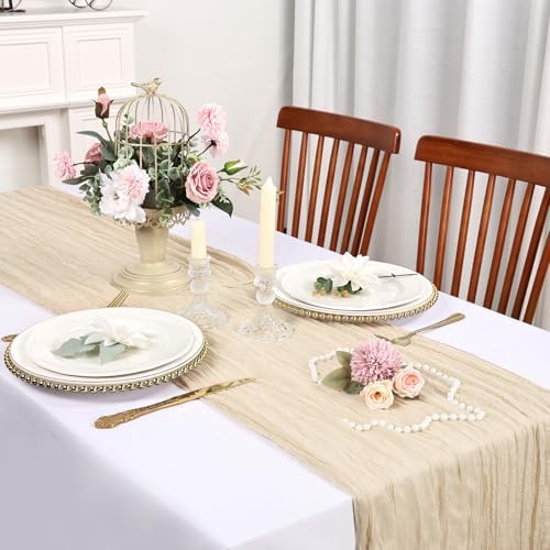12 Pack Beige Cheesecloth Table Runner 10Ft 23 x 120 Inch - Image 4