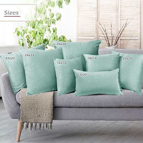 Nestl Throw Euro Pillow Covers, Cozy Velvet Decorative Pillow Covers 26 x 26 Inches, Soft Solid Couch Pillow Case for Sofa, Bed and Car, Set of 4 - Aqua Light Blue - Image 6
