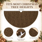 Skylety 48'' Christmas Tree Skirt Rug Embossing Xmas Tree Skirt, Brown - Image 2