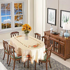 Simhomsen Large Embroidered Oval Fall Autumn Harvest Pumpkins Tablecloth for Thanksgiving (Oval 57×101 inches) - Image 4