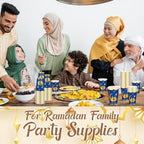 Domensi 100 Pack Eid Mubarak Paper Cups Gold Foil Disposable, Blue - Image 5