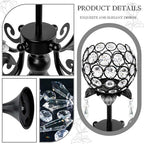 Set of 4 Crystal Tea Light Candle Holders - 22.5" Tall Metal & Crystal Centerpiece with Weighted Base for Birthday Valentine Dinner Table Decor- Matte Black - Image 3