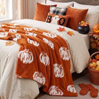 MelonBoat Fall Throw Blanket, Burnt Orange Pumpkin Soft Fuzzy Halloween Blanket for Couch, Cozy Lightweight Fall Decorative Blanket for Sofa Bed Living Room Office, 50 x 60 Inch - Image 5