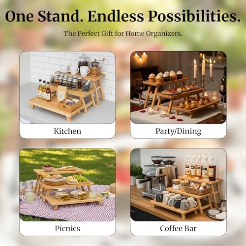 3 Tier Serving Tray, Wooden Tiered Stand for Charcuterie - Image 7