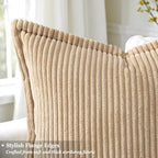 decorUhome Fall Corduroy Light Brown Throw Pillow Covers 26x26 Set of 2 - Image 2