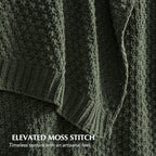 EVERGRACEHOME Chunky Chenille Knit Throw Blanket, 60 x 80, Pine Green - Image 3