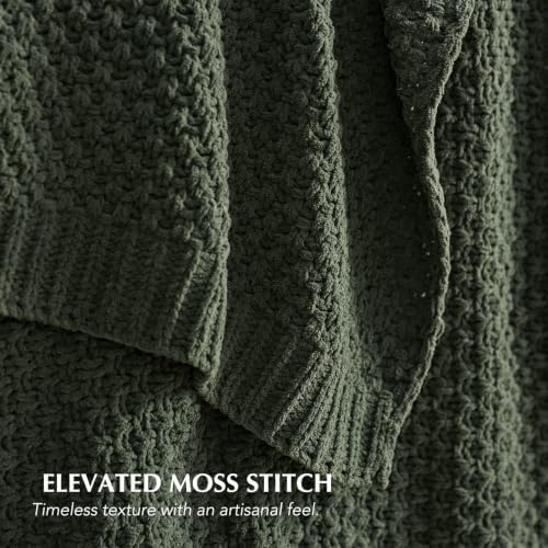 EVERGRACEHOME Chunky Chenille Knit Throw Blanket, 60 x 80, Pine Green - Image 3