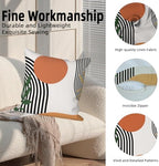 4 Pcs/Set Abstract Line Throw Pillow Covers Boho Sun Moon Arch Botanical Leaves Geometric Lines Plants Linen Throw Cushion Cases for Couch Sofa Bedroom Decorative, 26"x26" - Image 2