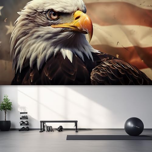 13x6 ft American Bald Eagle Flag Garage Door Banner - Patriotic Eagle with Stars and Stripes Backdrop, Hanging Garage Decor - for 4th of July Independence Day Decor, USA Pride Outdoor Wall Art - Image 4