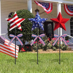 Amyhill 3 Pcs 4th of July Outdoor Decor Patriotic Star Metal Garden Stakes Memorial Day Welcome Yard Signs Red White Blue Decorations Garden Stakes for 250th Anniversary Patio Lawn Walkway Outside by Amyhill