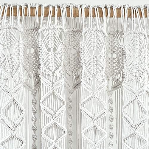 Lush Decor Boho Macrame Textured Cotton Window Curtain Panel, 40" W x 84" L, White - Room Divider or Wedding Decor - Boho, Macrame - Image 4