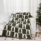 Buryeah Christmas Tree Knit Throw Blanket, 50 x 60 Inch Reversible Knitted Throw Blanket, Cozy Soft Lightweight Gift for Couch Sofa Bed(Olive Green) - Image 2