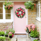 24 Inch Summer Floral Wreath, Vibrant Hot Pink Peony Wreath with White Anemone, White Berry & Variegated Foliage,Artificial Flower Wreath for Front Door Porch Wall Window Farmhouse Holiday Home Decor - Image 2