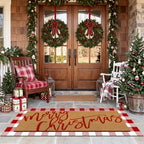 Tinideya 2 Pcs Large Red Christmas Layered Doormat Winter Front Door Mat by Tinideya