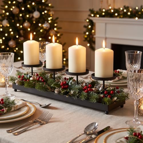 Seraphic Black Iron 4-Pillar Candelabra – Elegant Tabletop Candle Holder Centerpiece for Weddings, Dining, Parties & Home Decor - Image 2