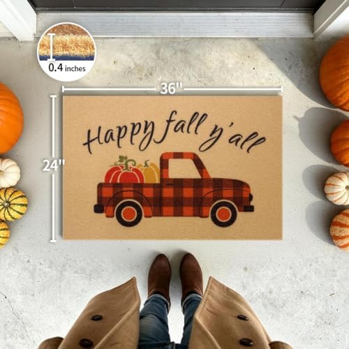 Fall Door Mat, Non Slip Front Porch Pumpkin Welcome Mat 24"x36" - Image 2
