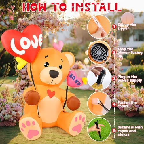LETIME 5 FT Valentine's Day Inflatable Outdoor Decorations Bear - Image 6