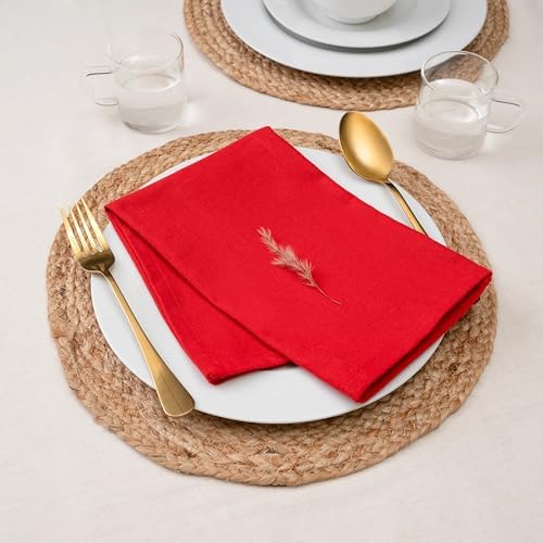 Blue Needles Solid Cloth Napkins 100% Cotton Set of 12-18 x 18 Inches by BlueNeedles