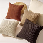 Topfinel Boho Throw Pillow Covers 18x18 Inch Set of 4 Soft Farmhouse Corduroy Striped Decorative Cushion Cover Beige Brown Gradient Rustic Pillow Case for Sofa Couch Living Room Bedroom - Image 6