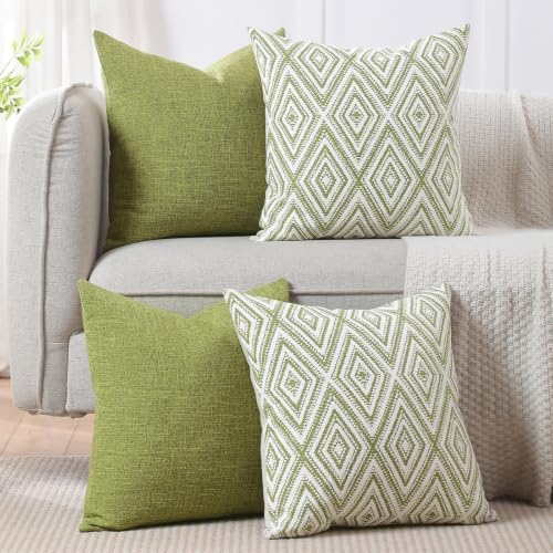 HPUK Throw Pillow Covers 20x20, 4 Pack, Green Textured Couch Pillow Covers - Image 7