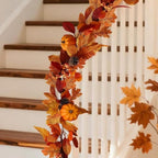 2 Pcs 6Ft Fall Garland with Lights Fall Decorations for Home, Fake Pumpkin Berry Autumn Maple Leaves Garland for Mantle Halloween Thanksgiving Harvest Party Fireplace, Fall Decor Porch Vines - Image 5