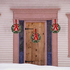 Hausse Set of 3 Christmas Wreaths, Lighted Artificial Christmas Wreath with Large Red Bow & Ornaments, Battery Operated with LED Lights, for Front Door Gate Wall Christmas Party Decorations - Image 5