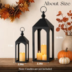 17" & 11" Black Metal Outdoor Floor Lantern（No Candles Included） - Image 3