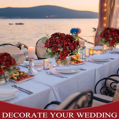 12 Bundles Burgundy Peonies Artificial Flowers for Centerpieces - Image 6