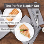 LFH Home Hemstitched Cloth Dinner Napkins 18x18 Inch Set of 12 - Reusable 100% Cotton Machine Washable Cocktail Napkins with Metered Corners for Daily, Party, Wedding, Bar Use - Ash Grey - Image 2